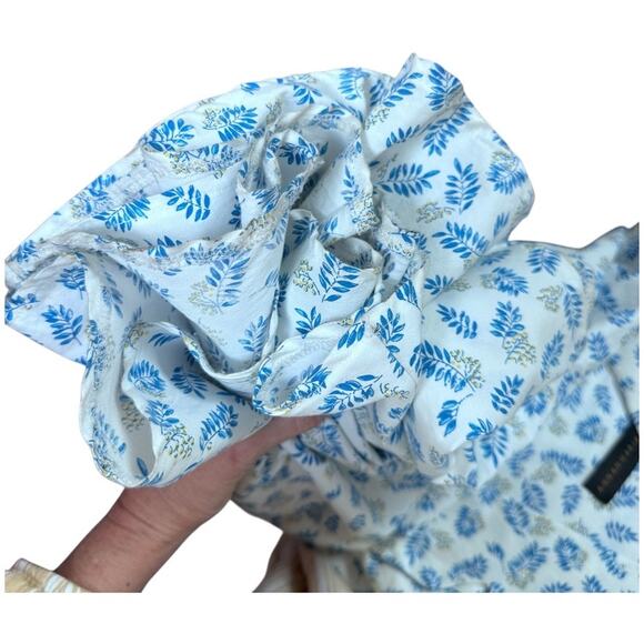 ANNAH HARIRI Modest Cotton Maxi Dress US 6 Blue Floral Bridgerton Cottagecore - Picture 9 of 9